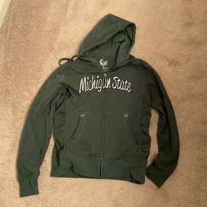 Hooded zip up sweatshirt, green, small